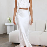 Amara Halter Satin Two-Piece Set