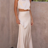Amara Halter Satin Two-Piece Set