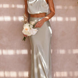 Amara Halter Satin Two-Piece Set