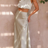 Amara Halter Satin Two-Piece Set