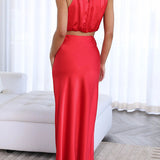 Amara Halter Satin Two-Piece Set