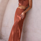 Amara Halter Satin Two-Piece Set