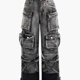Ombre Wide-Leg Cargo Jeans