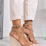 Sandales espadrilles à semelle compensée et brides croisées