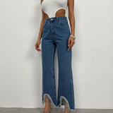 Soirée Beaded Hem Jeans