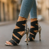 Talons aiguille en cuir reptile