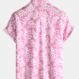 Blusa hawaiana de manga corta con estampado de flores