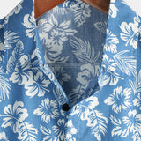 Blusa hawaiana de manga corta con estampado de flores