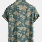Camisa de Hawaii de Algodón con Mangas Cortas