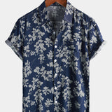 Camisa de Hawaii de Algodón con Mangas Cortas