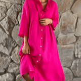 ADARE - Vestido Casual de Algodón y Lino