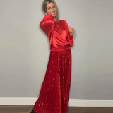 BOHÈME - TOP CUELLO REDONDO Y FALDA LARGA CON LENTEJUELAS