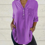 ELINE - CAMISA ELEGANTE CON CUELLO EN V