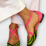 Ballerines à imprimé zèbre et bretelles croisées