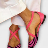 Ballerines à imprimé zèbre et bretelles croisées