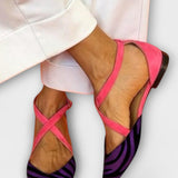 Ballerines à imprimé zèbre et bretelles croisées