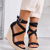 Sandales espadrilles à semelle compensée et brides croisées