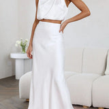Amara Halter Satin Two-Piece Set