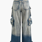 Ombre Wide-Leg Cargo Jeans