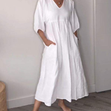 ELAENE - VESTIDO MAXI CON ESCOTE EN V, ELEGANCIA DESENFADADA