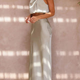 Amara Halter Satin Two-Piece Set