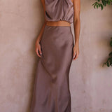 Amara Halter Satin Two-Piece Set
