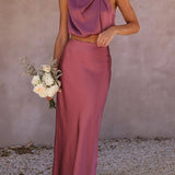 Amara Halter Satin Two-Piece Set