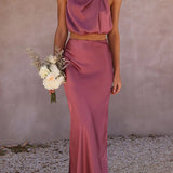 Amara Halter Satin Two-Piece Set