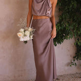 Amara Halter Satin Two-Piece Set