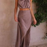 Amara Halter Satin Two-Piece Set