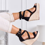 Sandales espadrilles à semelle compensée et brides croisées