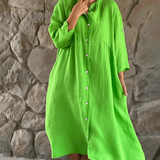 ADARE - Vestido Casual de Algodón y Lino