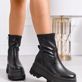 Bottines noires extensibles à plateforme épaisse