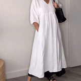 ELAENE - VESTIDO MAXI CON ESCOTE EN V, ELEGANCIA DESENFADADA