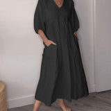 ELAENE - VESTIDO MAXI CON ESCOTE EN V, ELEGANCIA DESENFADADA