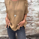 BAUA - CAMISETA DE ALGODÓN Y LINO CON CUELLO REDONDO