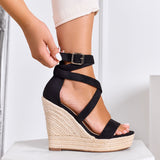 Sandales espadrilles à semelle compensée et brides croisées