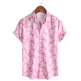 Blusa hawaiana de manga corta con estampado de flores