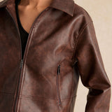 Ridgewood Vintage Faux Leather Zip Jacket And Skirt