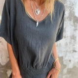 BOMIA - CAMISETA AJUSTADA CÓMODA CON CUELLO EN V