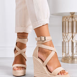 Sandales espadrilles à semelle compensée et brides croisées