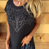 MASOVA – CAMISETA CON FRANJAS Y ESTAMPADOS METÁLICOS