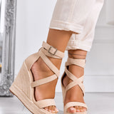 Sandales espadrilles à semelle compensée et brides croisées