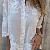 IAREL - BLUSA CHIC BORDADA EN ENCAJE