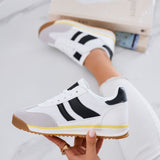 Baskets en tissu avec détails et semelle en caoutchouc