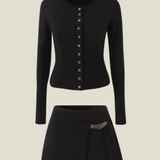 Cleo Knit Button-Up And Mini Skirt Set