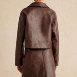 Ridgewood Vintage Faux Leather Zip Jacket And Skirt