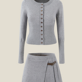 Cleo Knit Button-Up And Mini Skirt Set