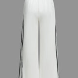 Contrast Bow Wide-Leg Pants
