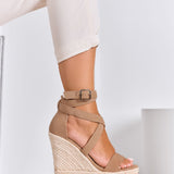 Sandales espadrilles à semelle compensée et brides croisées